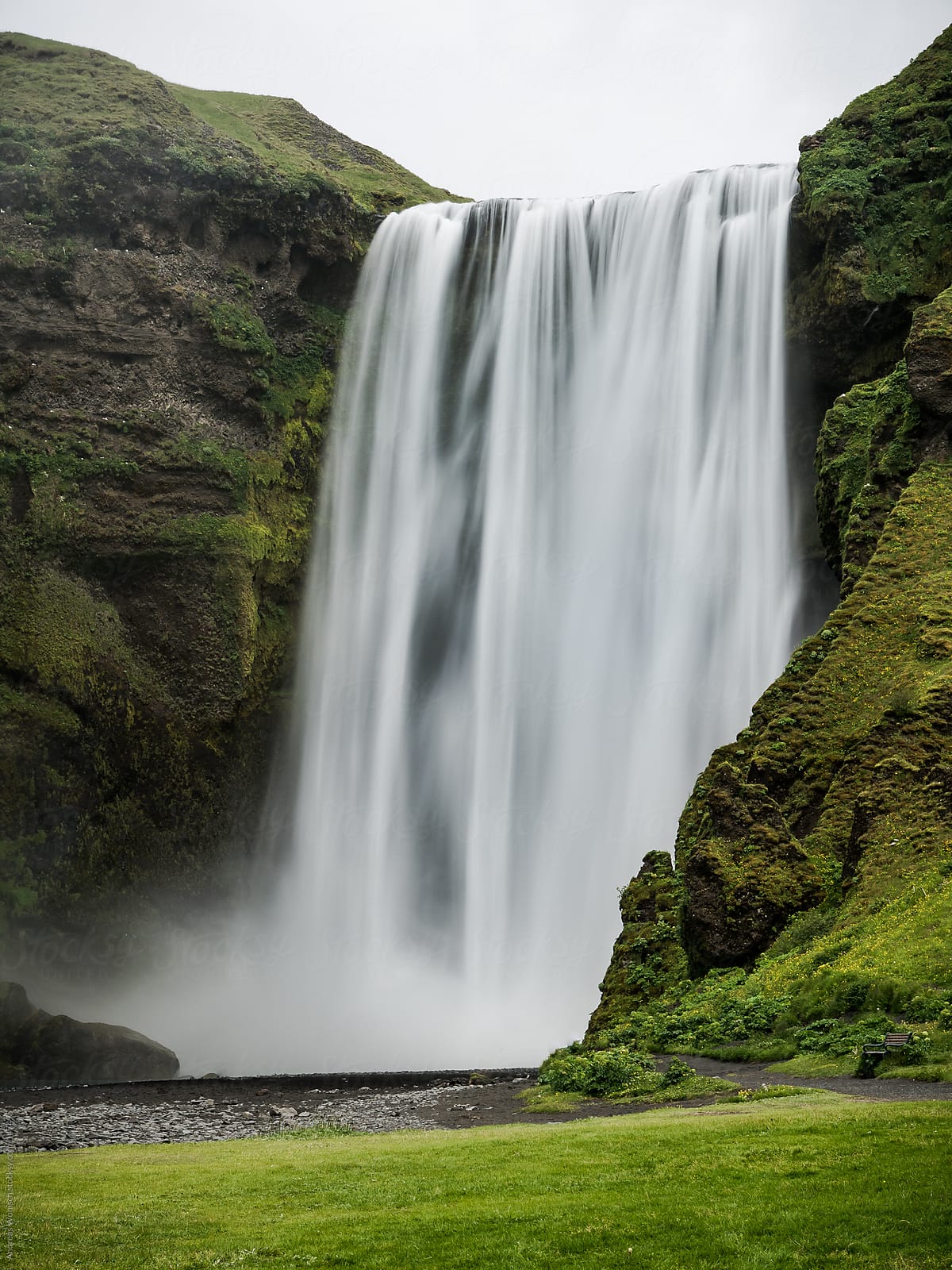 Powerful Skogafoss Waterfall in Iceland