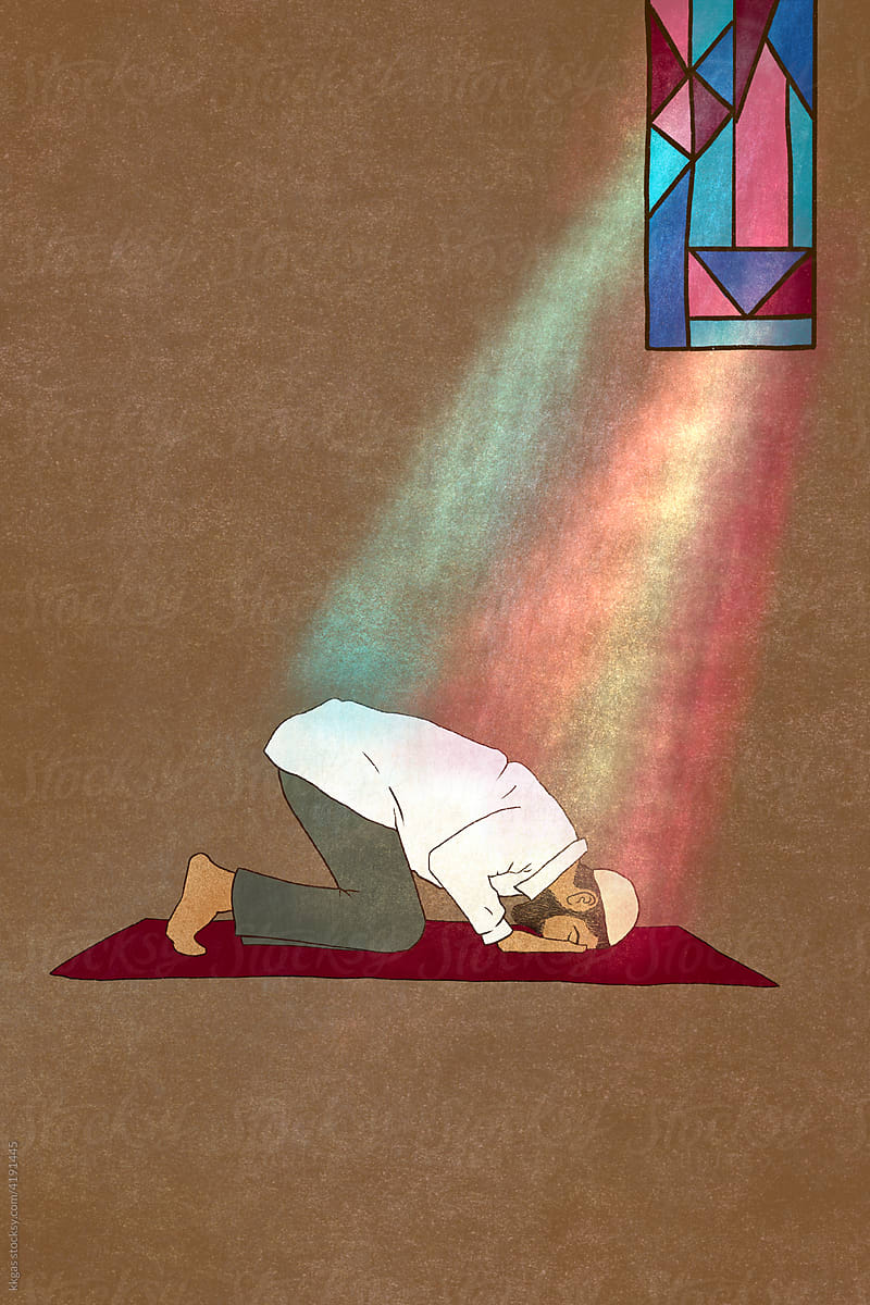 Muslim man worshipping illustration