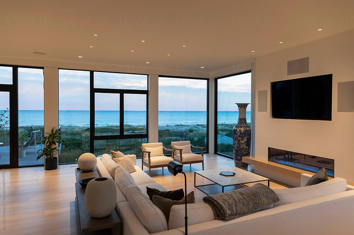 Luxury Waterfront Modern Home with view to Ocean New England Coast