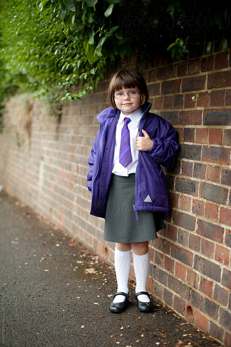 Little girl on her first day of school