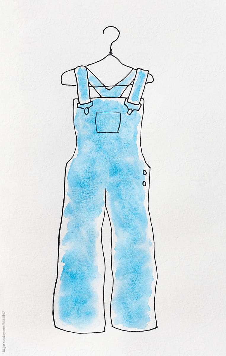 Dungarees watercolor illustration