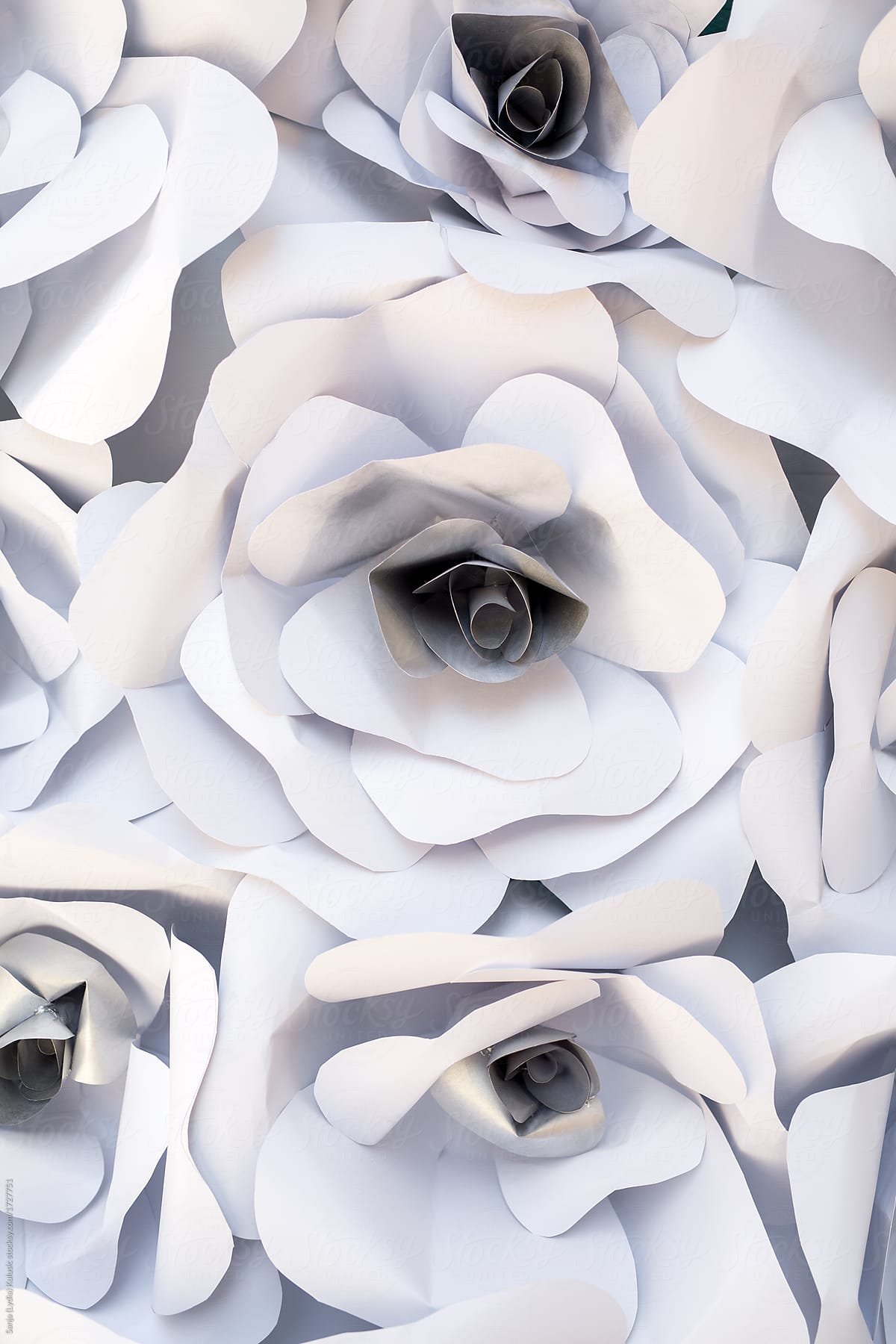Big white floral paper art wall