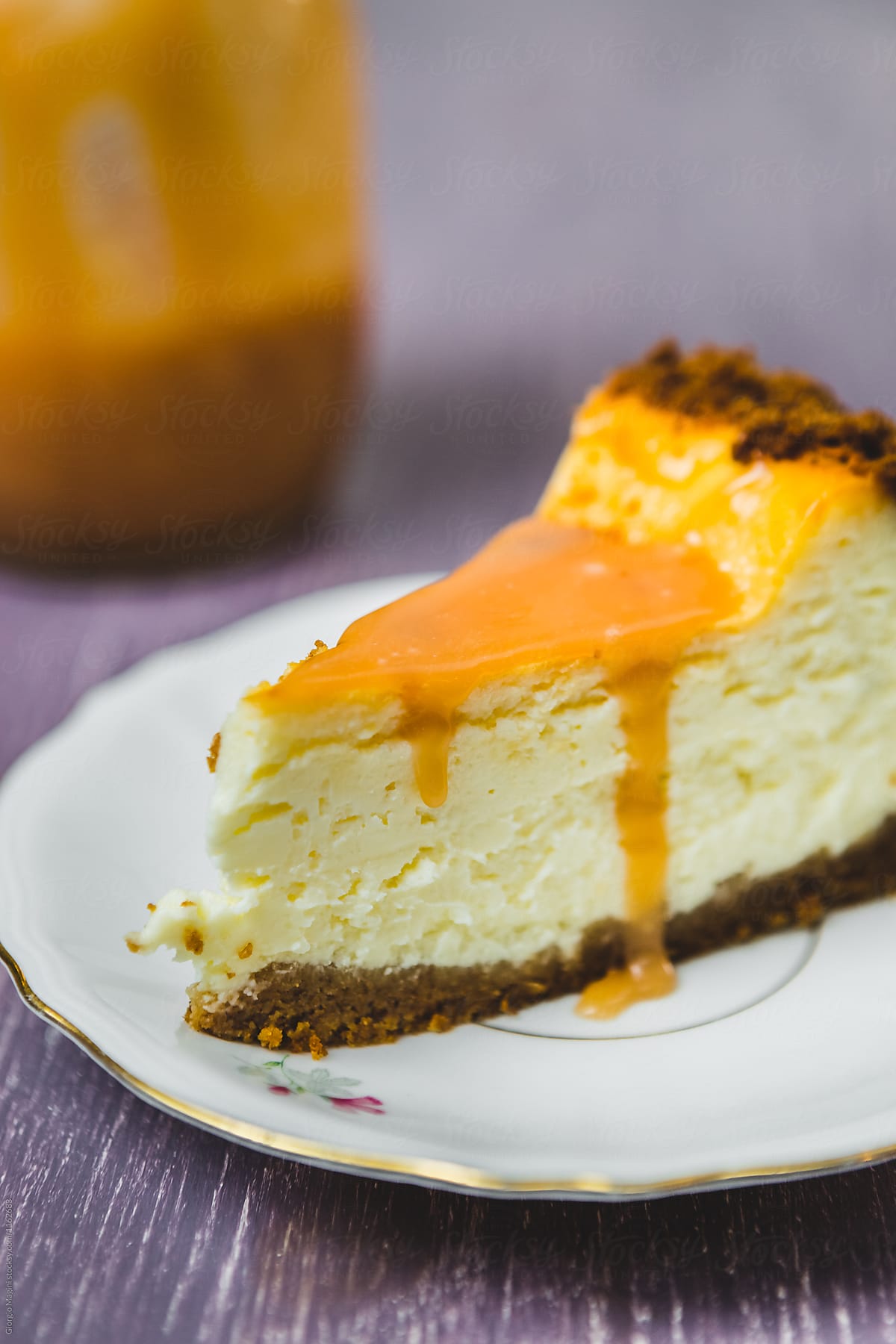 Slice of a Delicious Caramel Cheesecake