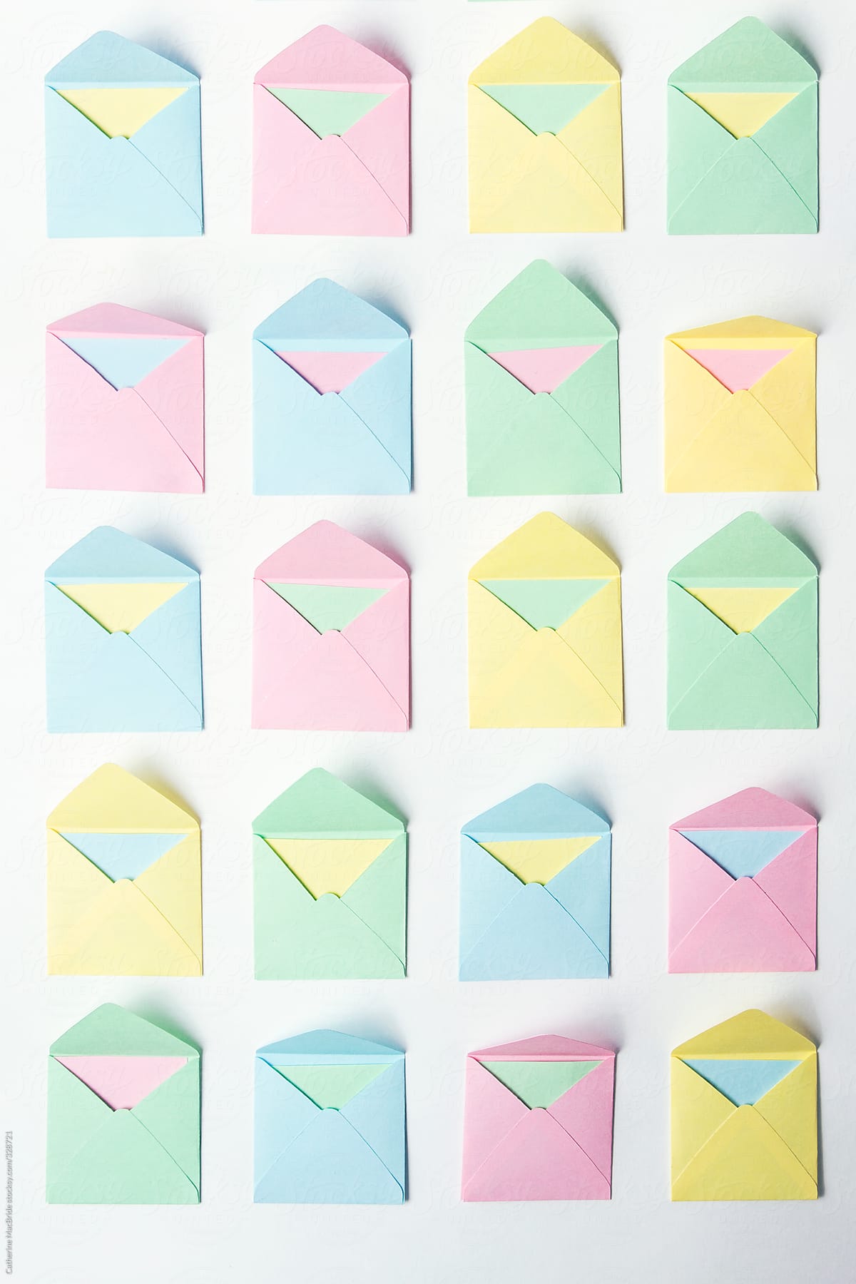 Love Letters a collection of pastel coloured envelopes