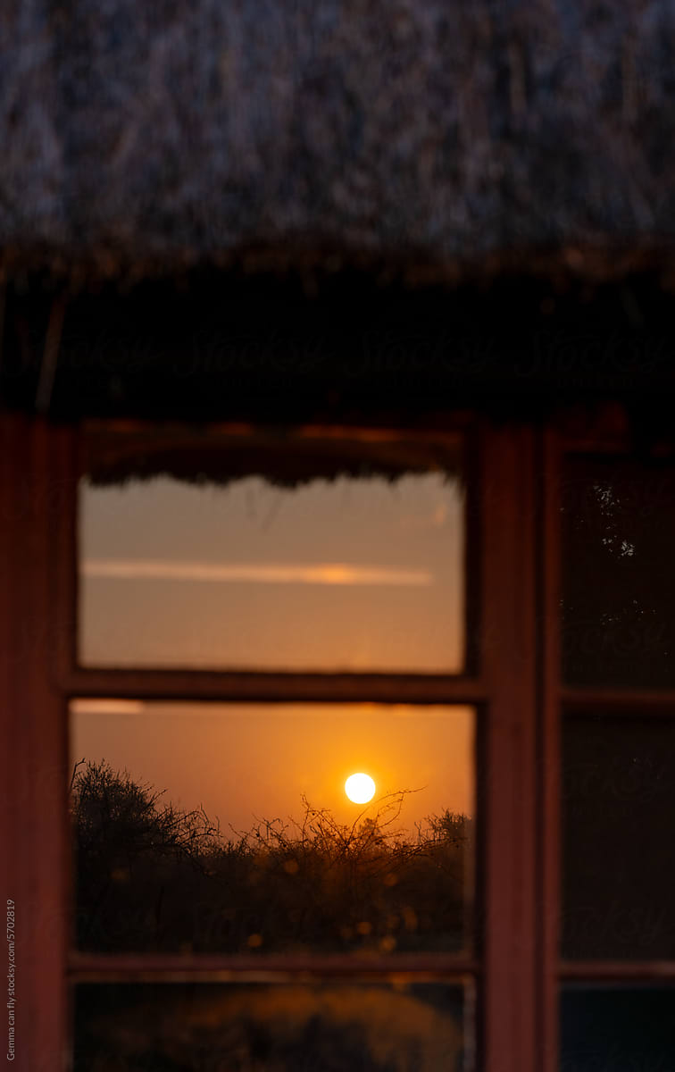 Sunset or sunrise in Africa from window