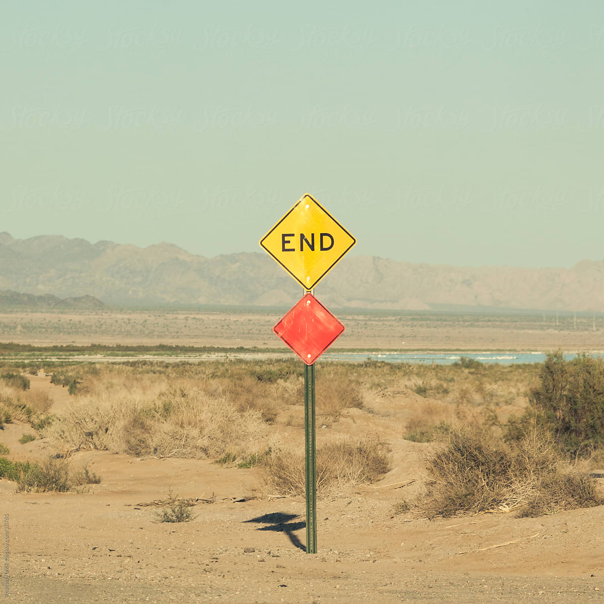End of the Road sign in California Desert