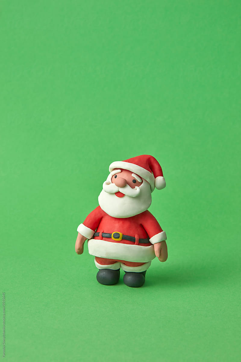 Craft model of Santa Claus made from color plasticine.