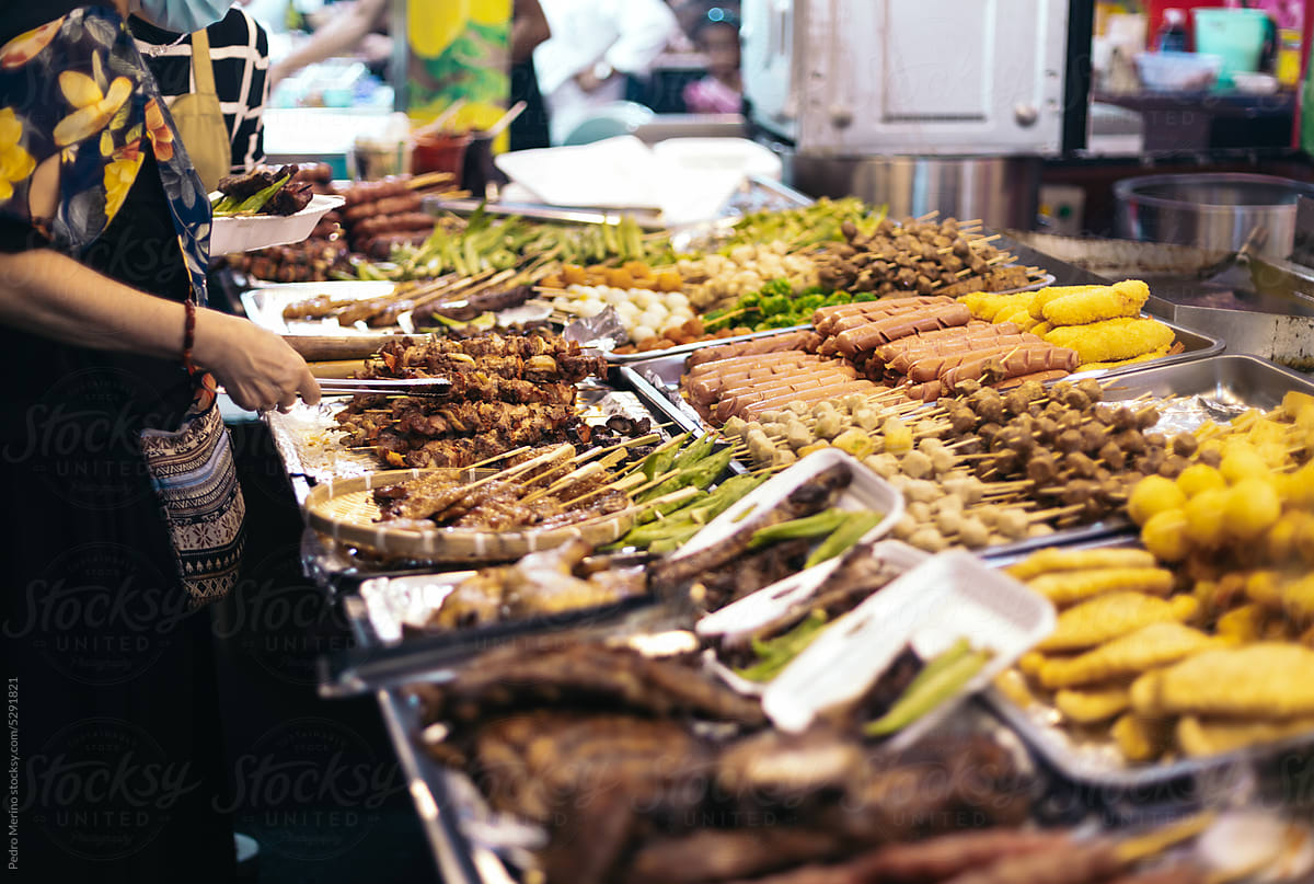 Street food market in Southeast Asia