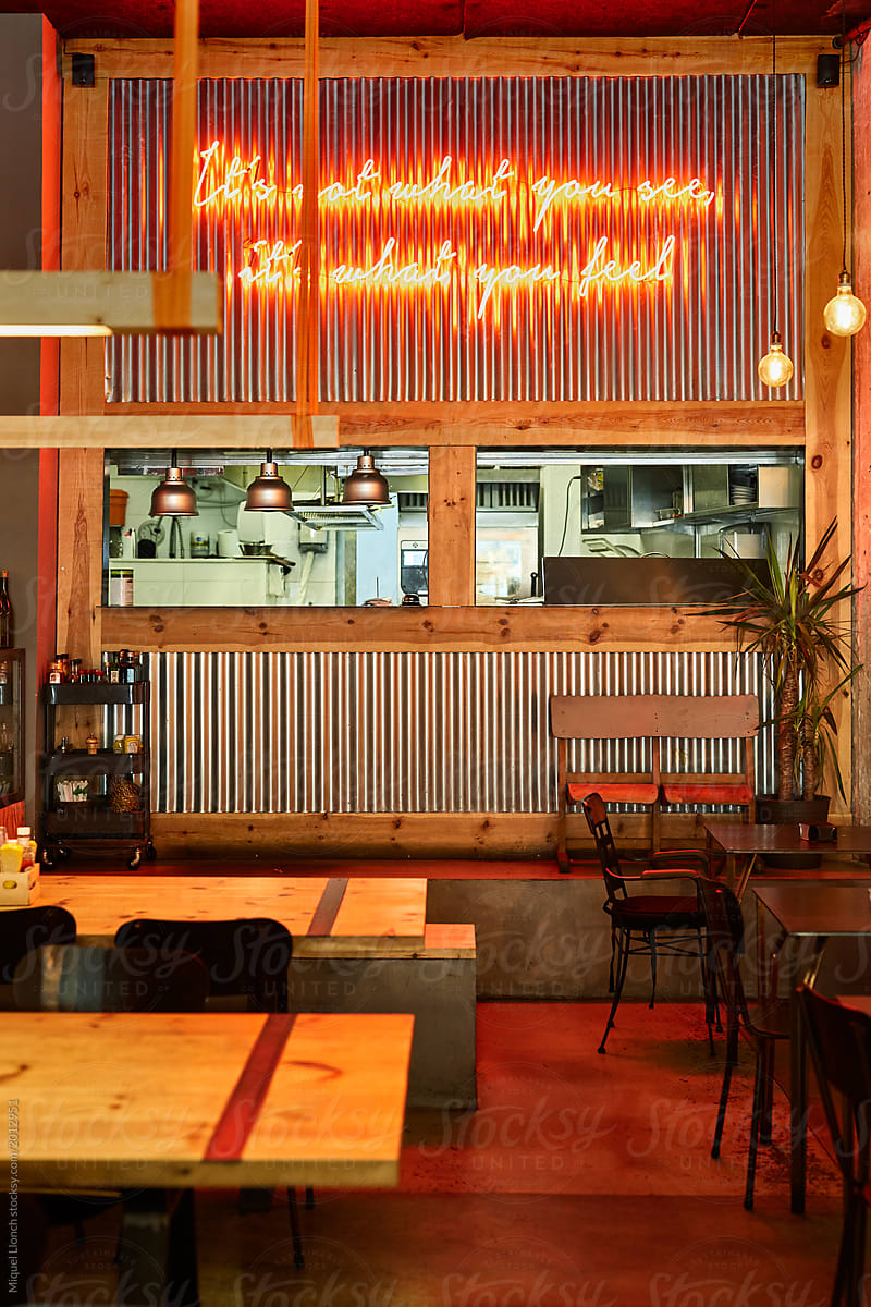 Interior design and furniture of a urban cafe