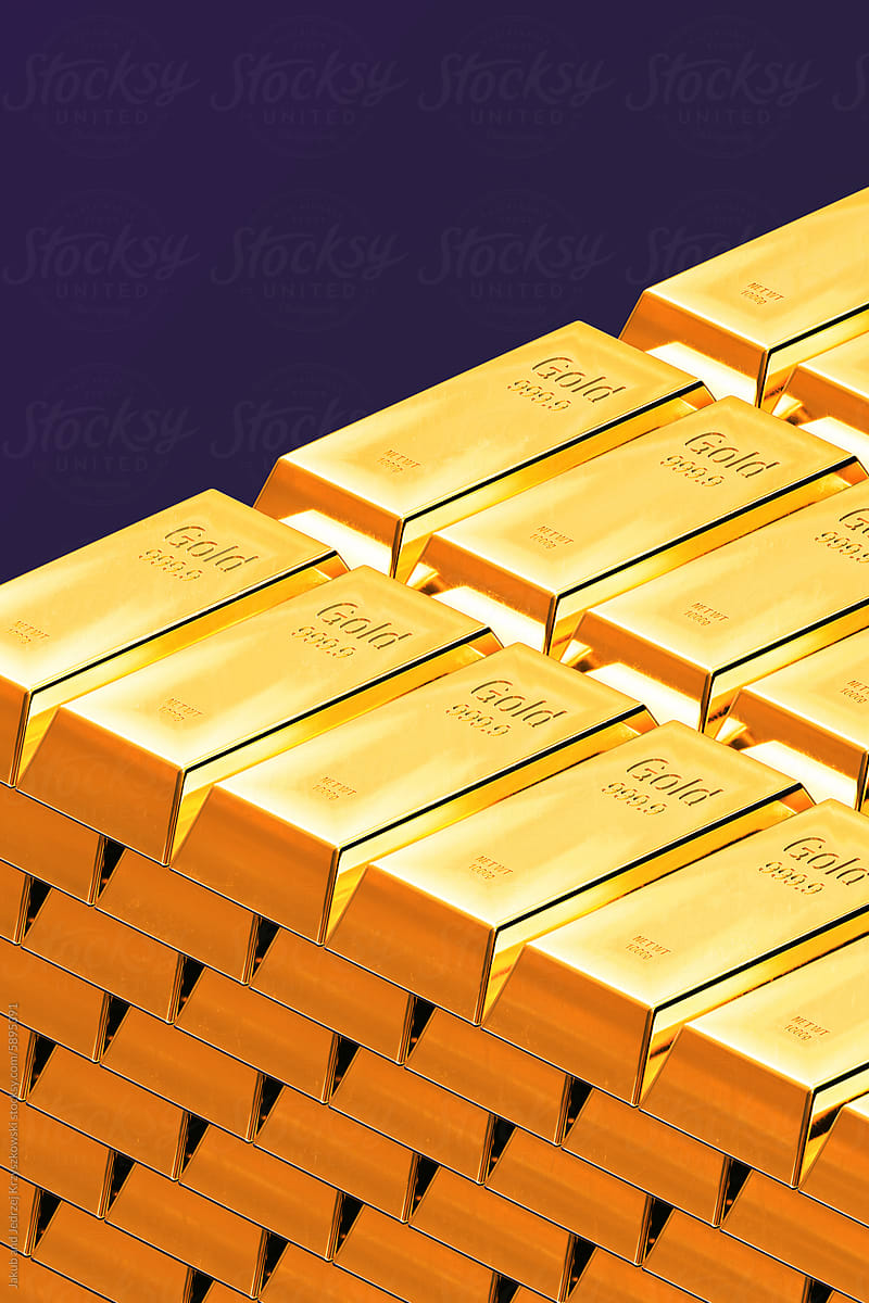 A Group of Gold Ingots On Top of Each Other