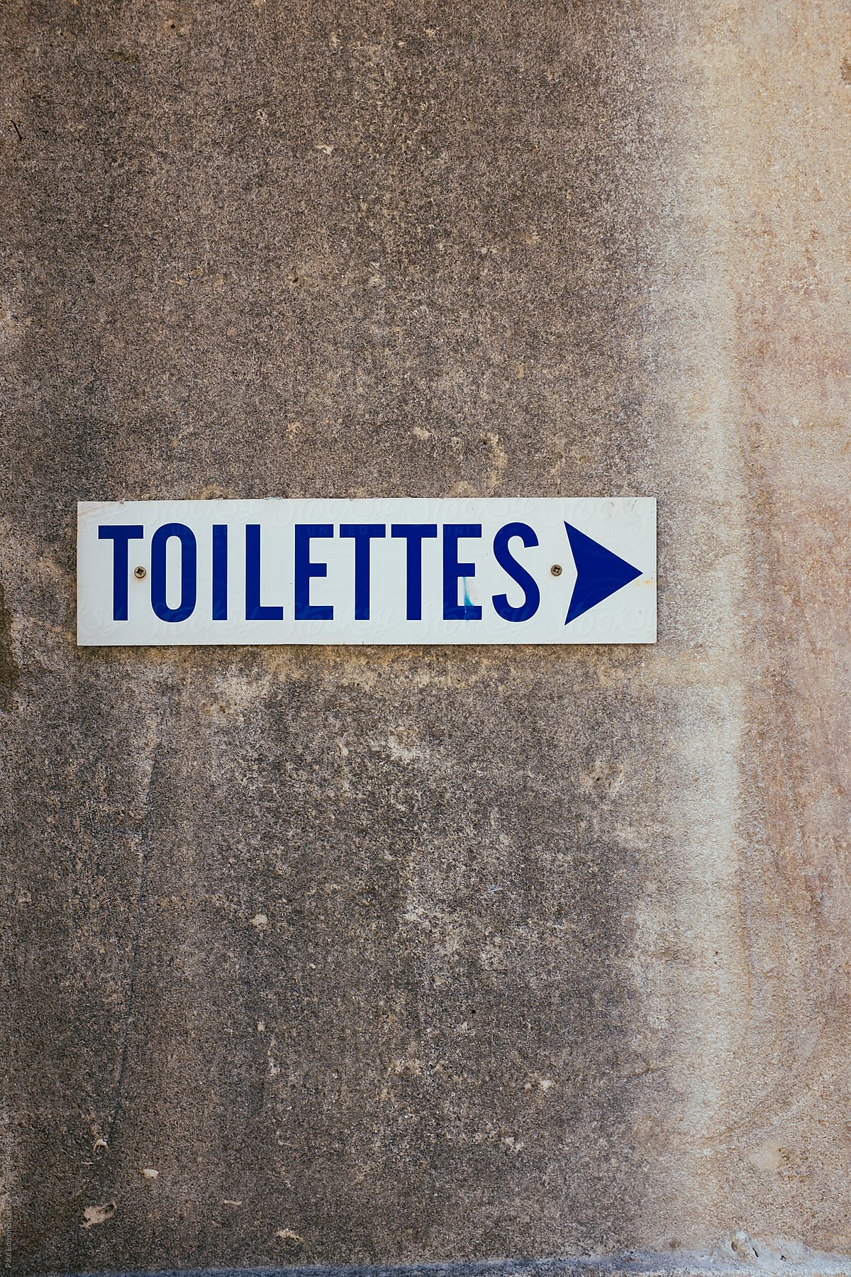 Toilettes sign on wall, Provence, France
