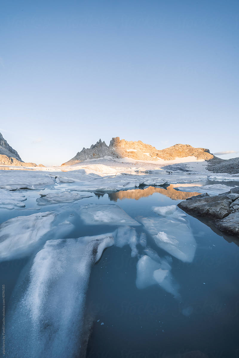Icy water at the glacier lake