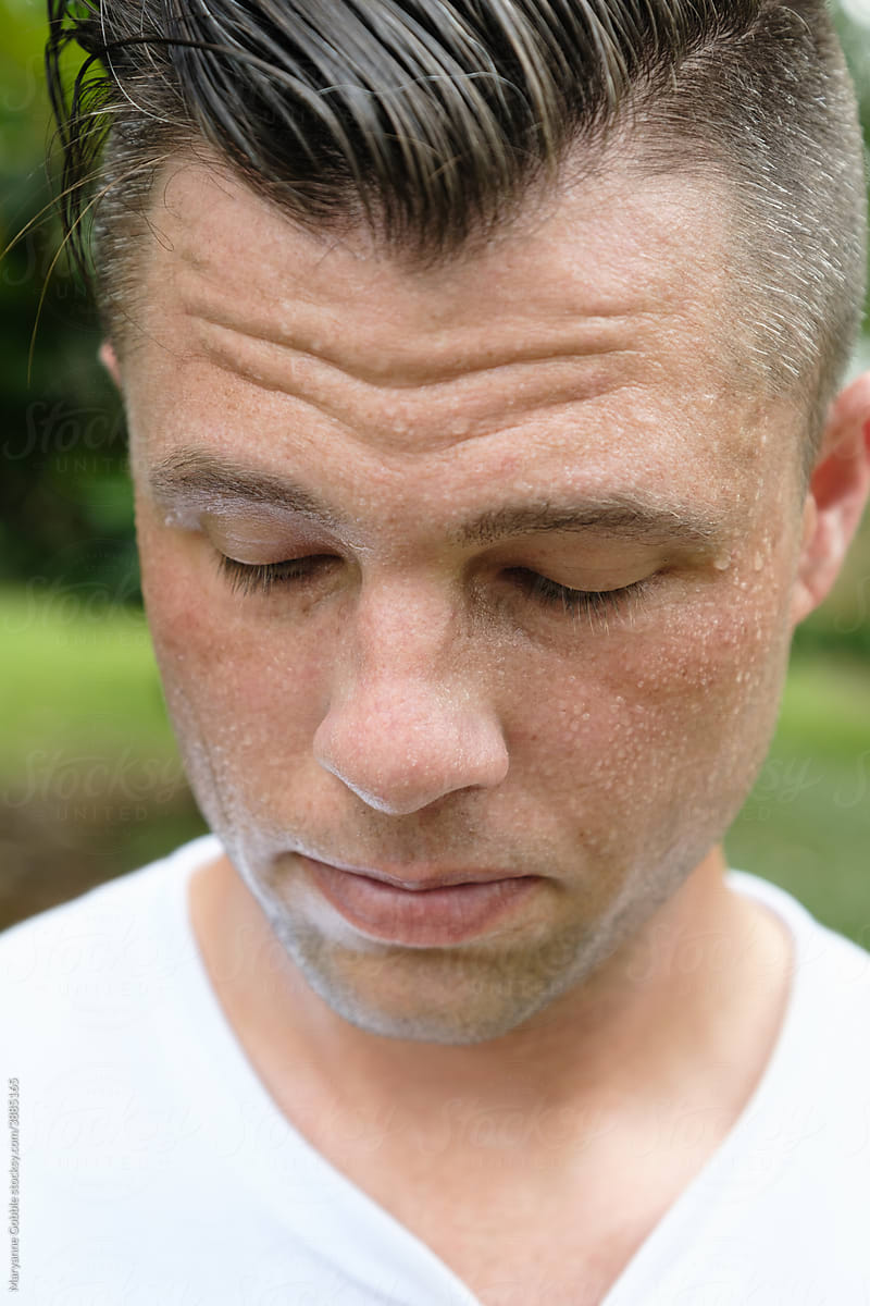 Portrait of Man with Sweat on His Face