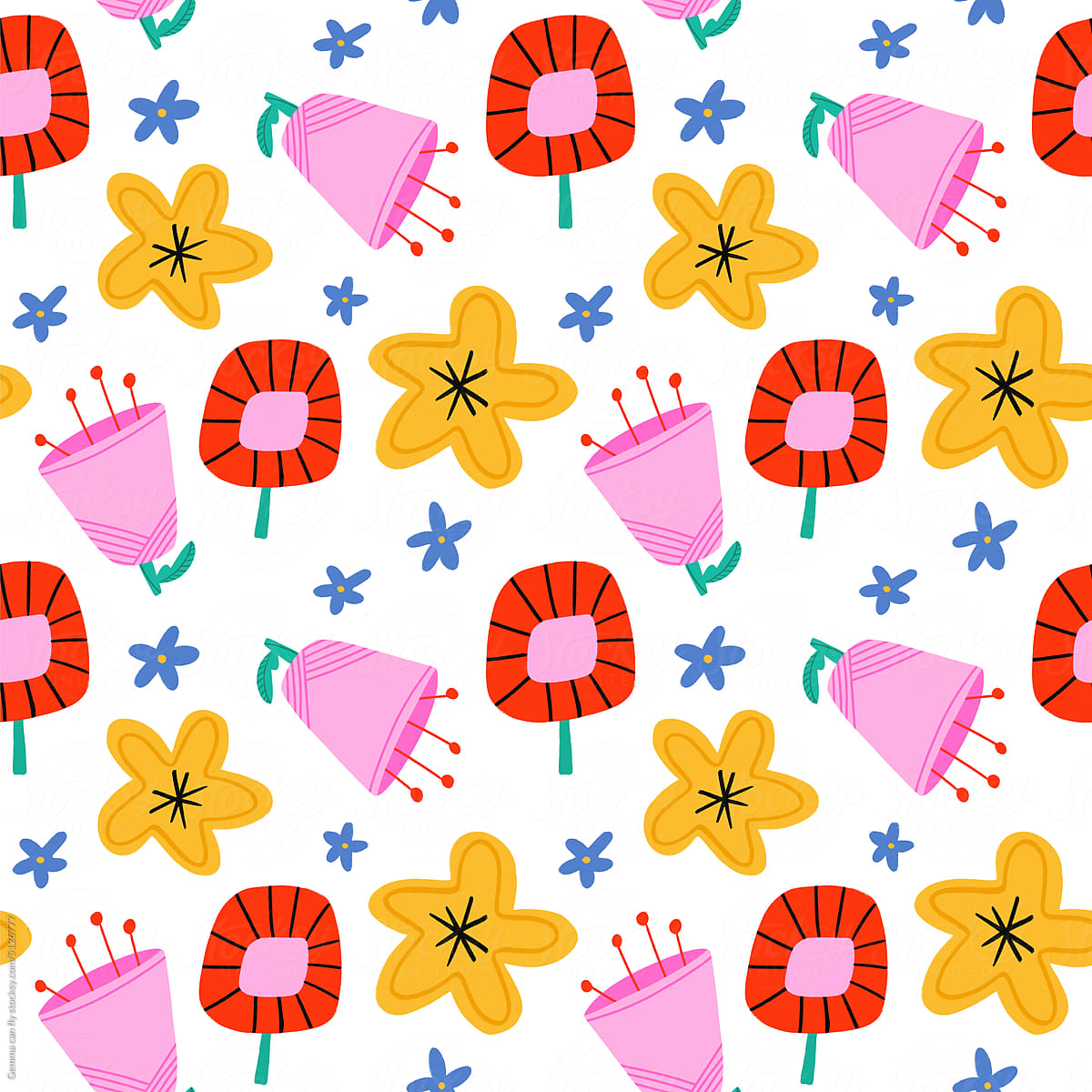 Beautiful Flowers Spring Summer Illustration, background pattern