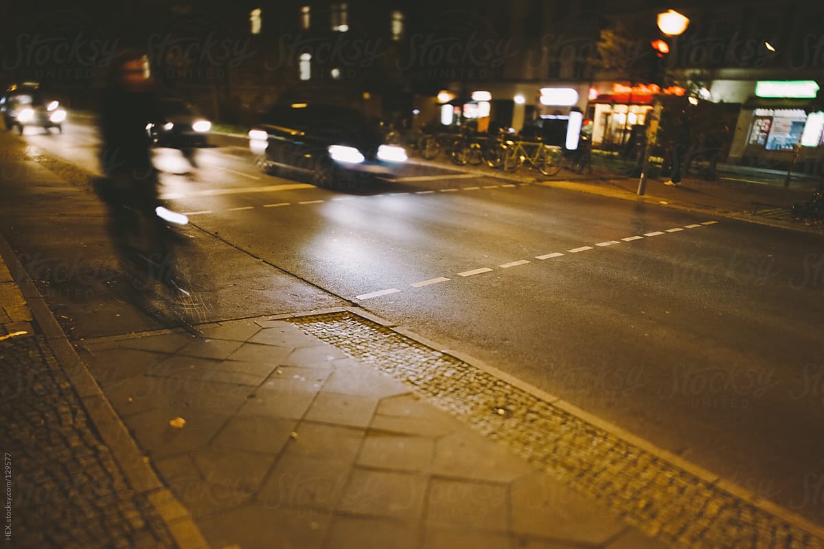 Cycling Lane by Night. Berlin
