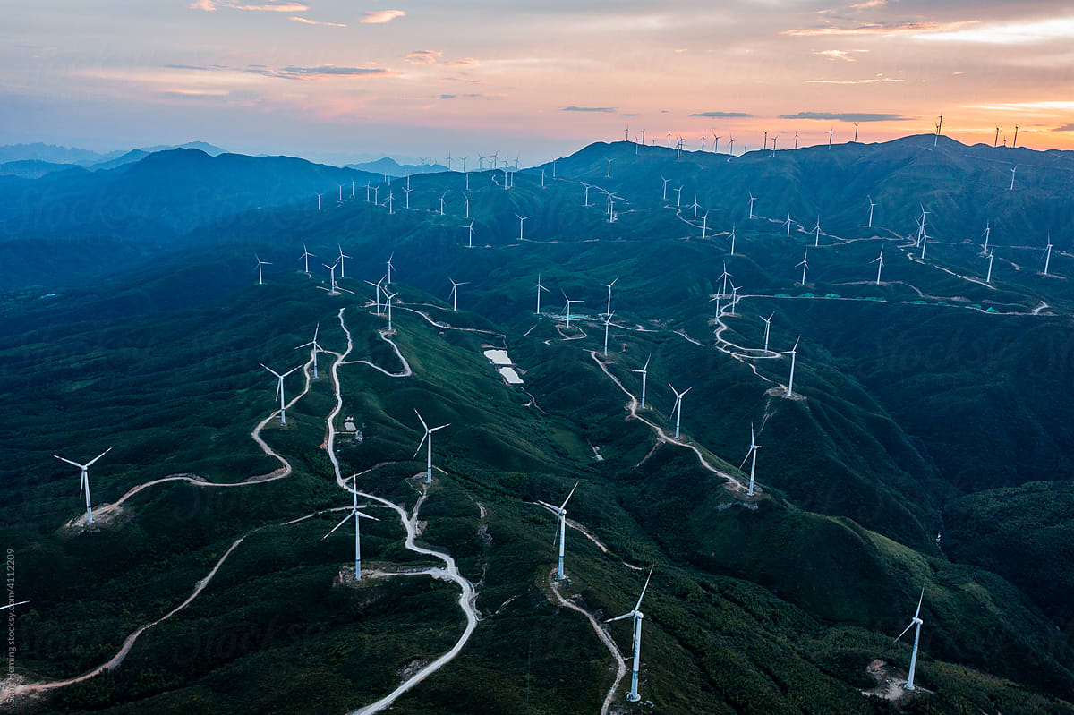 Wind turbines with mountain