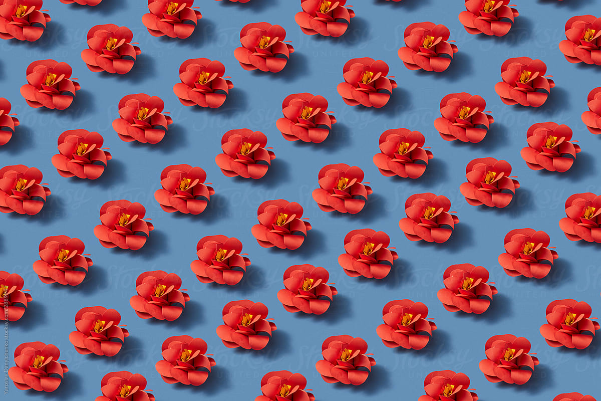 Red flowers craft pattern.