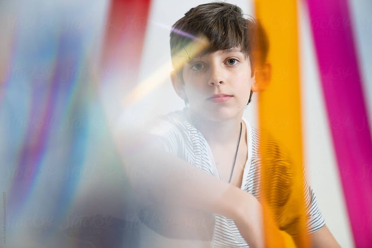 preteen boy rainbow hologram photoshoot 3
