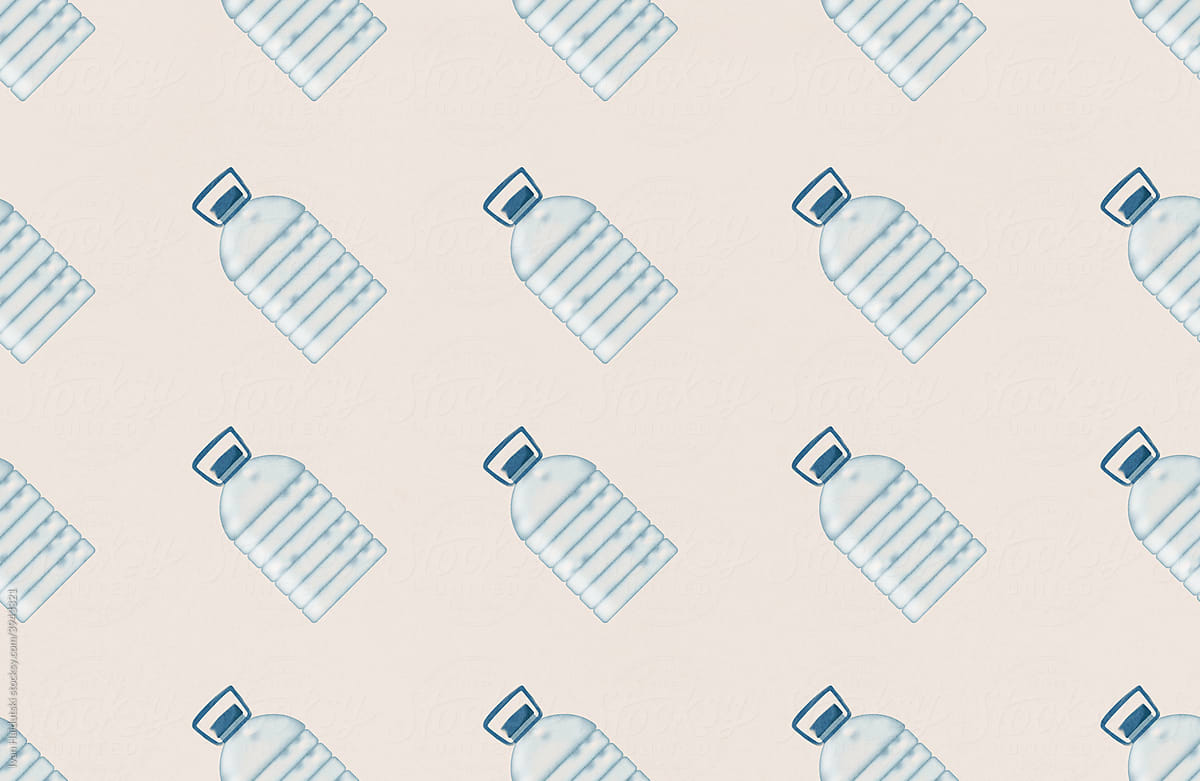 Seamless Pattern of Plastic bottles illustration