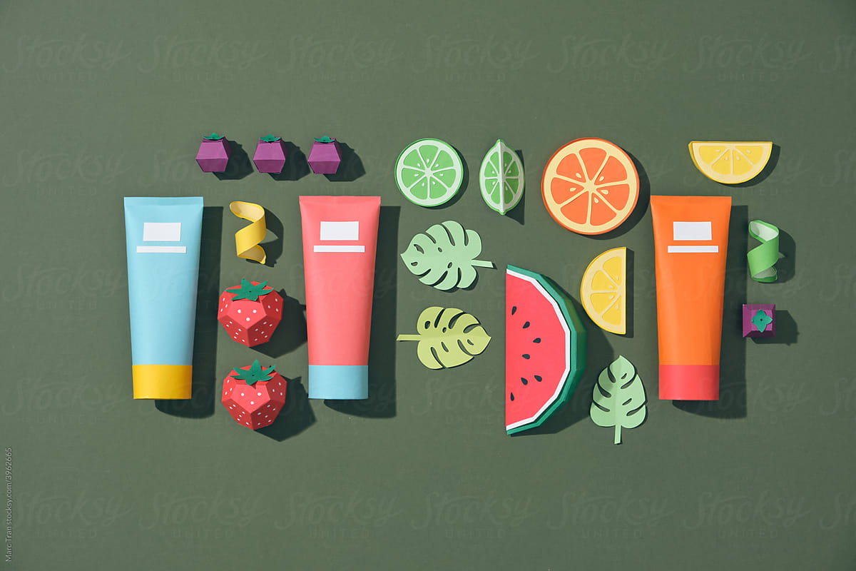 Cosmetic product with fruit acids, mock up, banner, advertising concept
