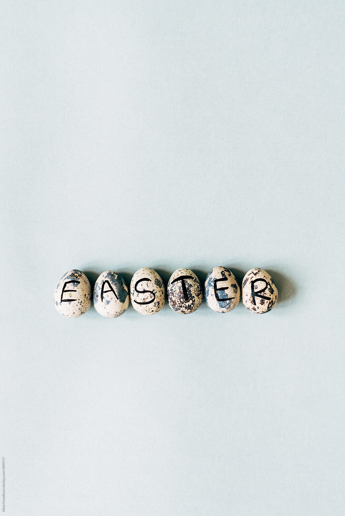 Happy Easter on quail eggs