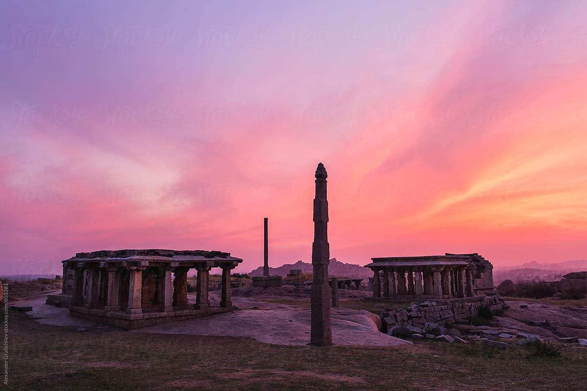 Sunset At Temple Complex, India