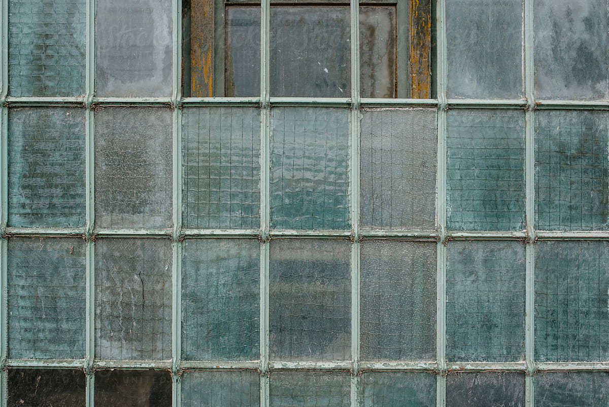 Old window pane at a factory