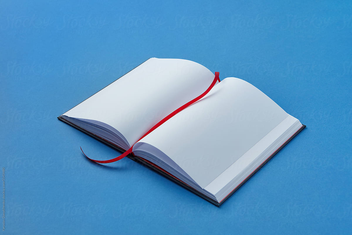Empty notebook with red bookmark.