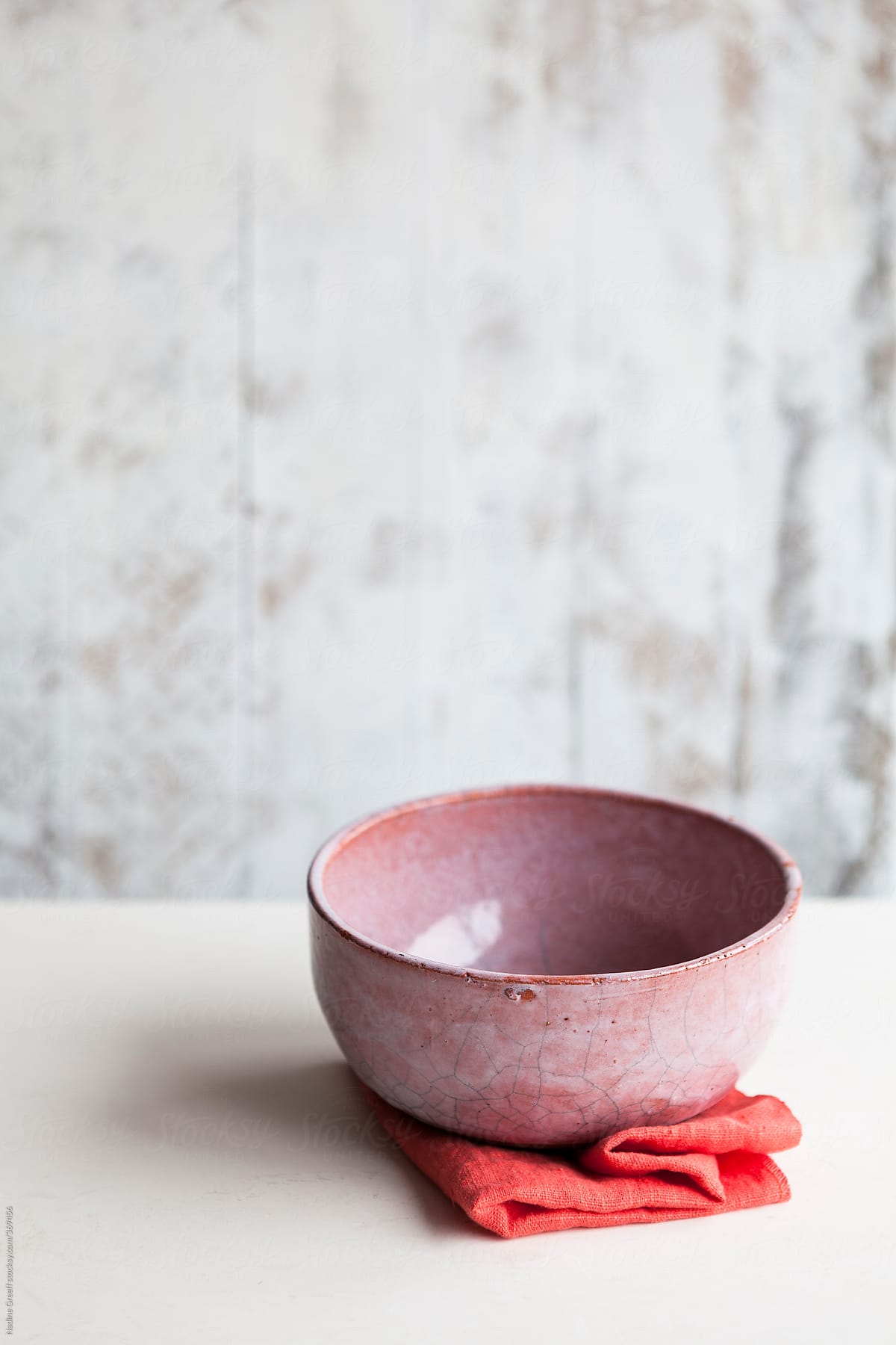 Pink kitchen bowl. Food copy space