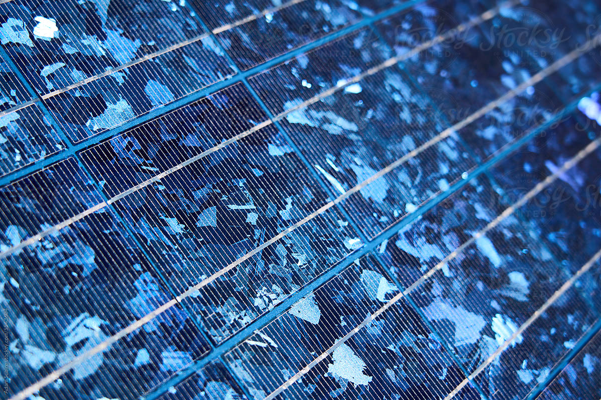 Solar panel, photovoltaic PV cell - closeup surface detail patterns