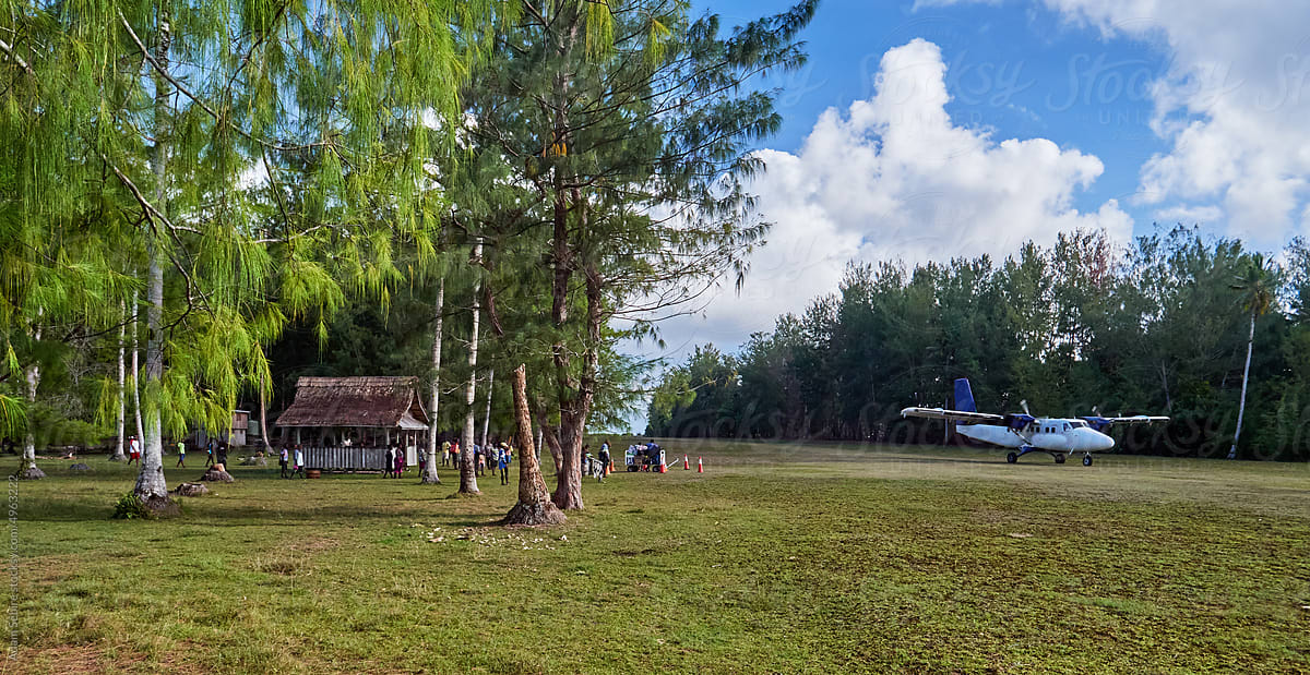 Airplane aeroplane flight landing turf airstrip grass runway, Solomons