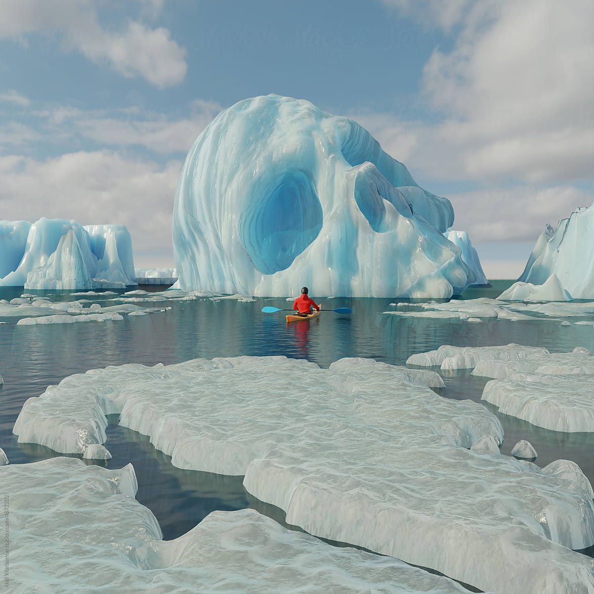 Kyaking through dying icebergs
