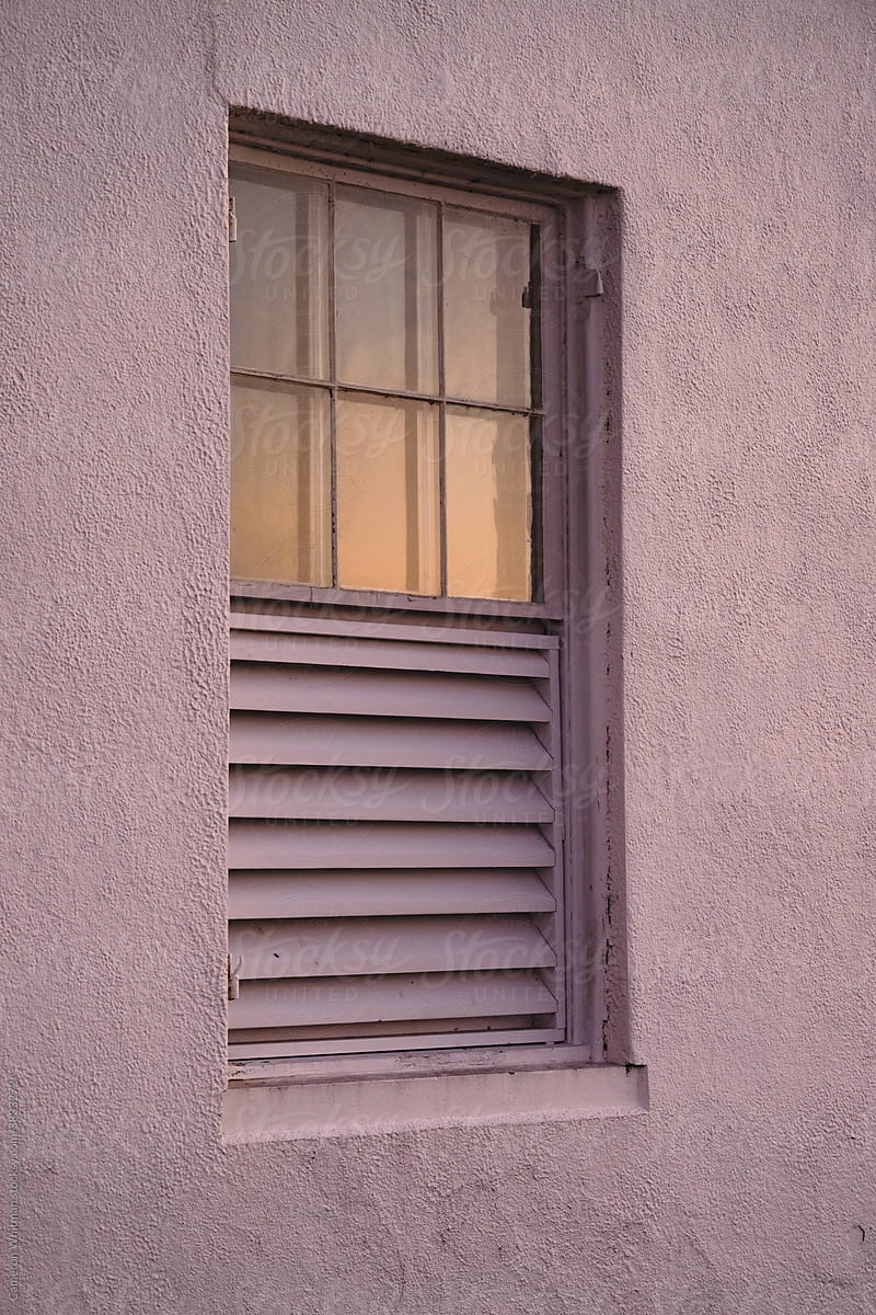 Window reflecting the sunset