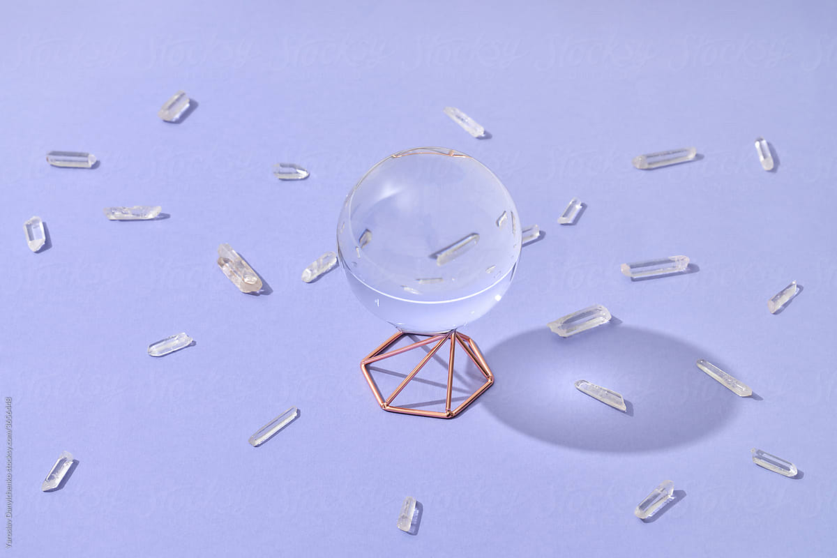 Crystal ball and magic quartz crystals