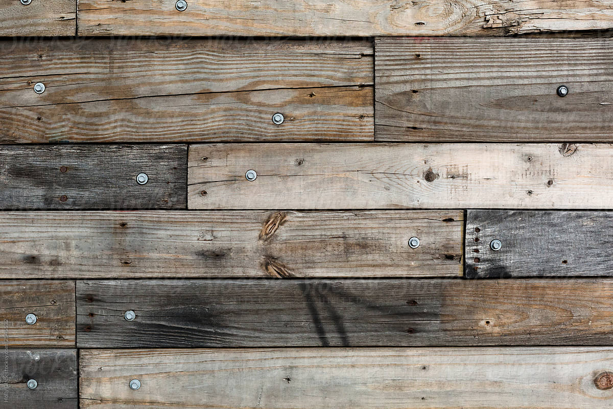 Reclaimed wooden texture with metal bolts