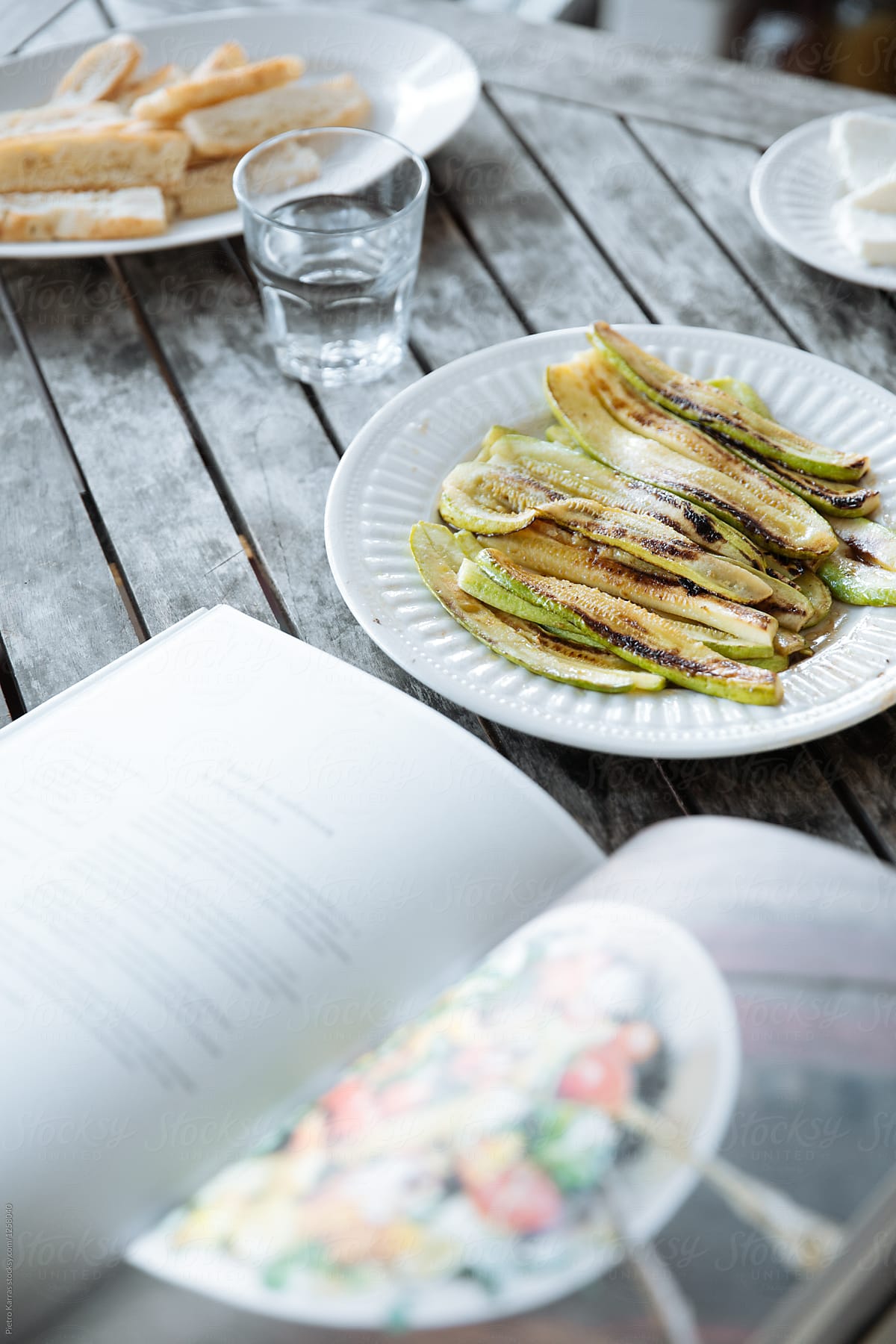 Cook book and fried zucchini