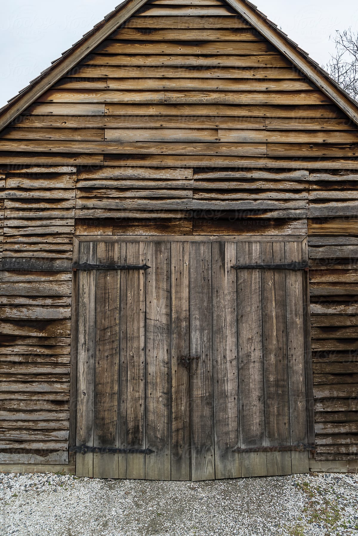 Weathered wood barn door