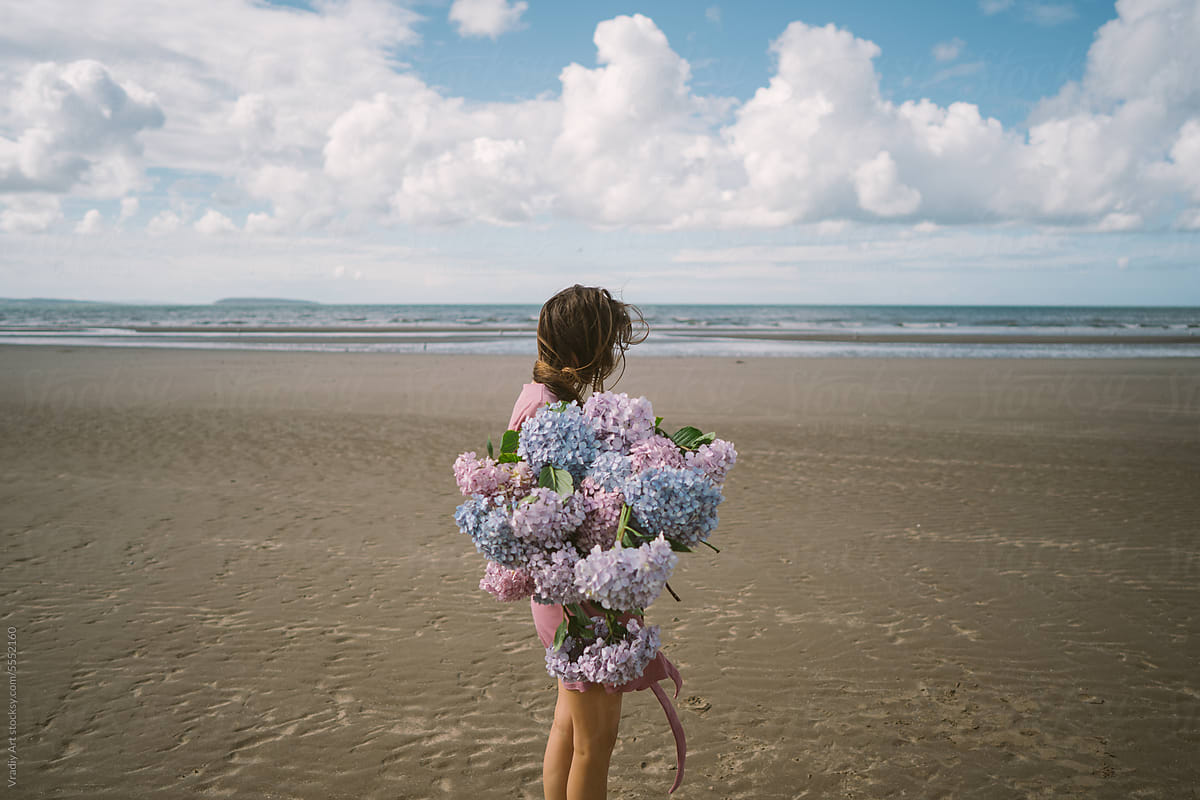 Bouquet of flowers on the beach