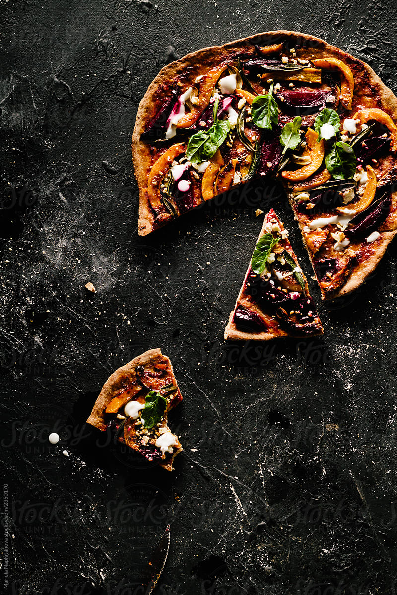Roasted Beet and Butternut Squash Flatbread Pizza
