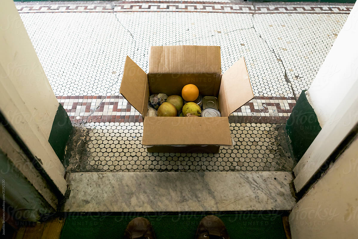 Box of Food Supply by New York City as Aid to Poor and Sick During Lockdown