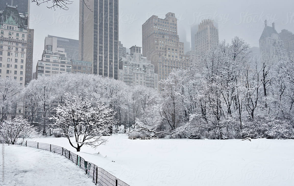 Upper East Side New York in the snow
