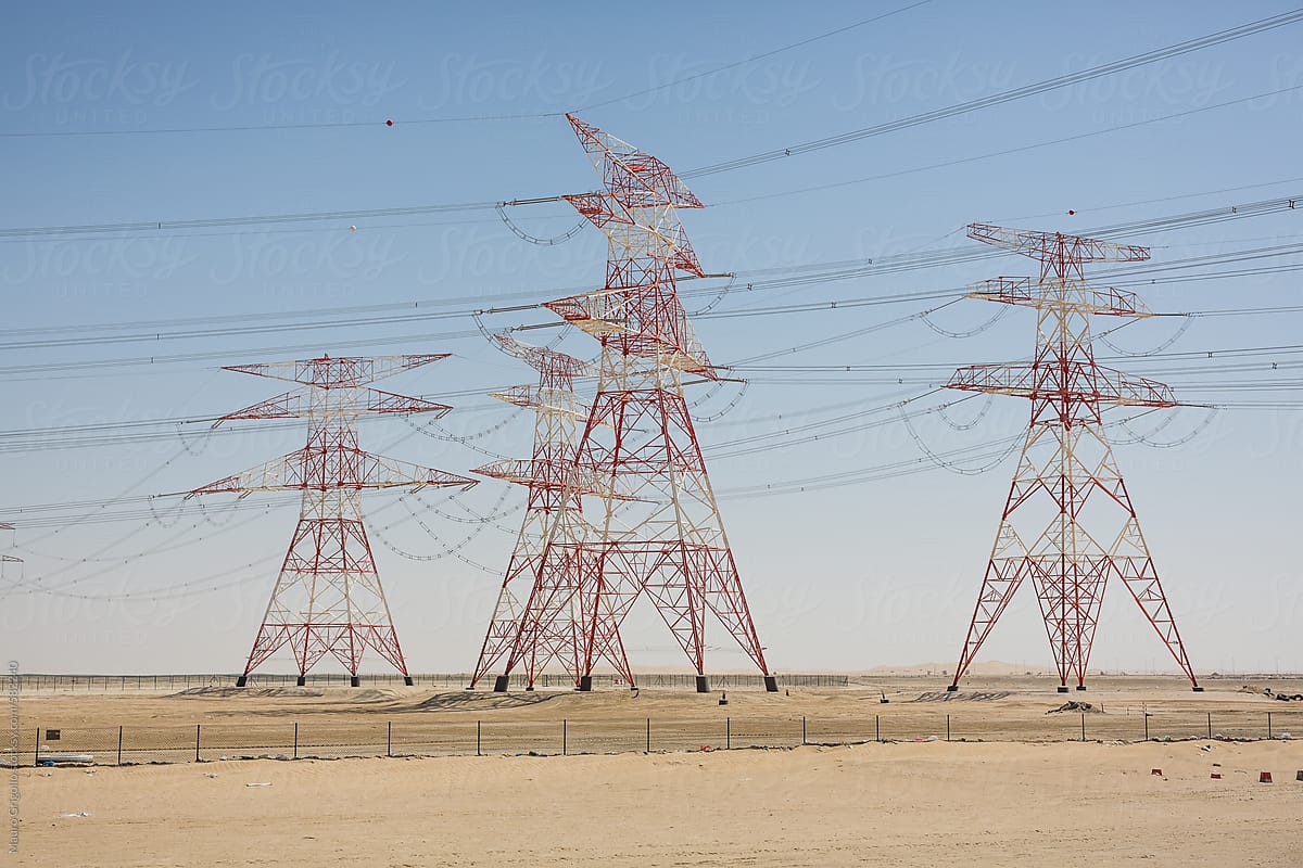Power pylons in the Desert