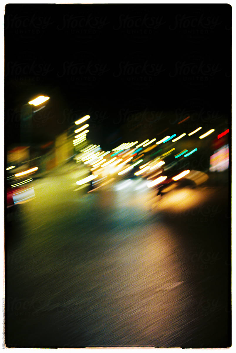 Night street in motion blur
