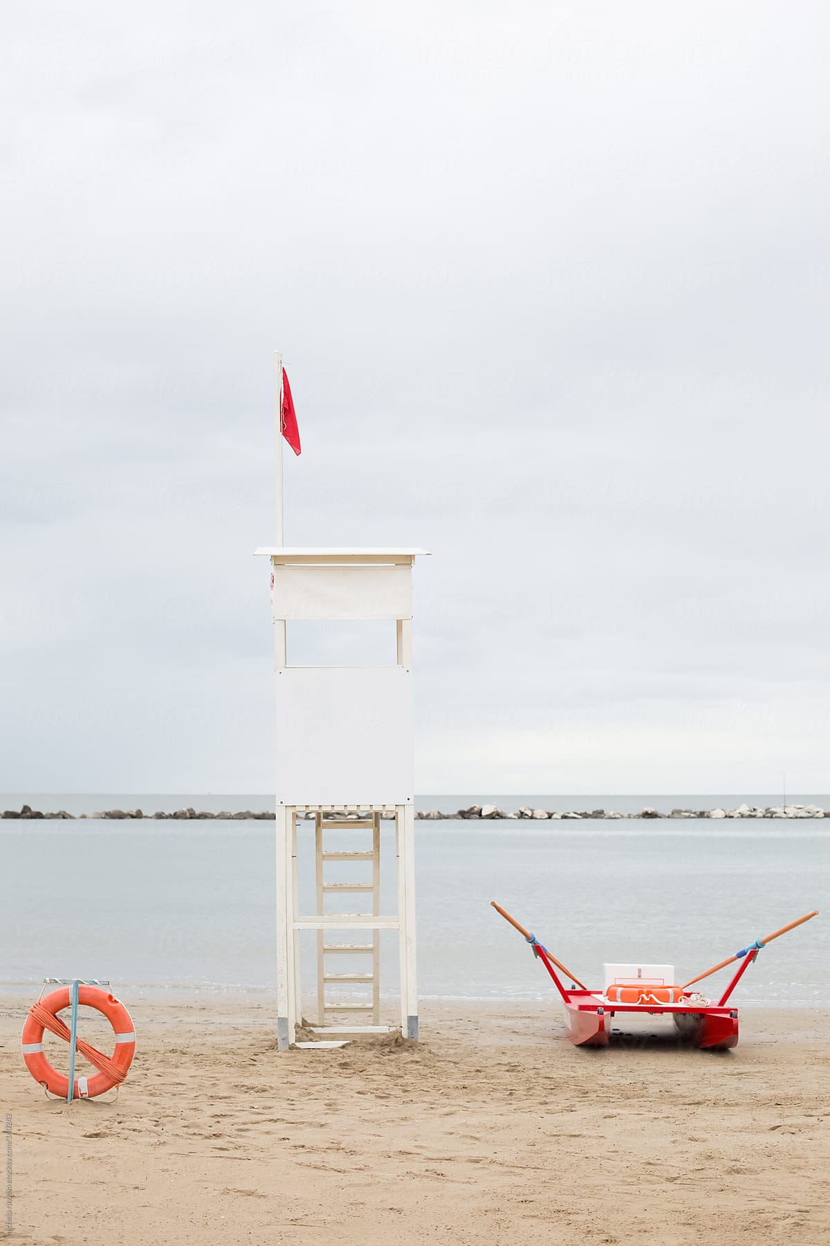 Lifeguard tower along the sea