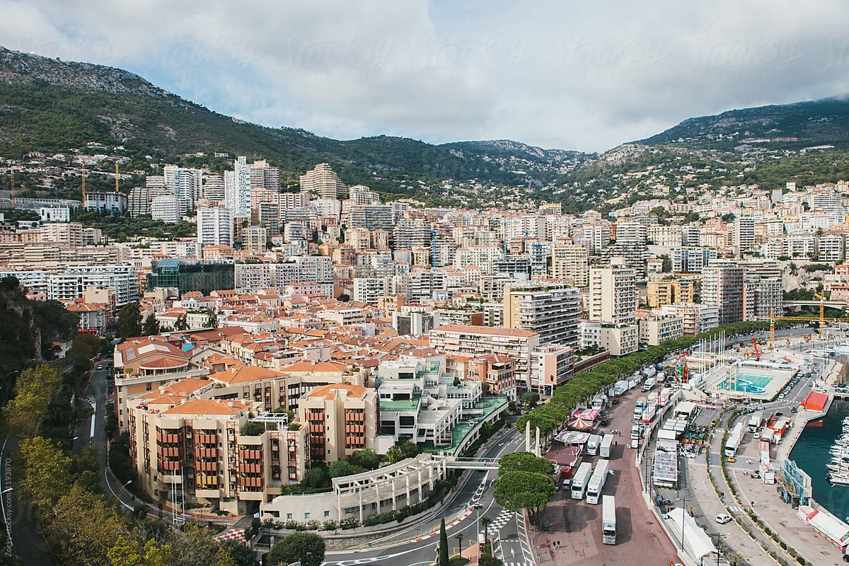 Panoramic view over a part of residential area in Monaco