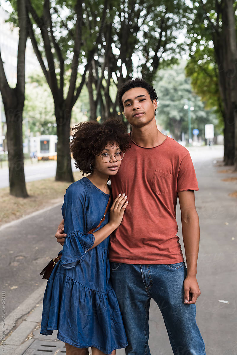 Young black couple in the city