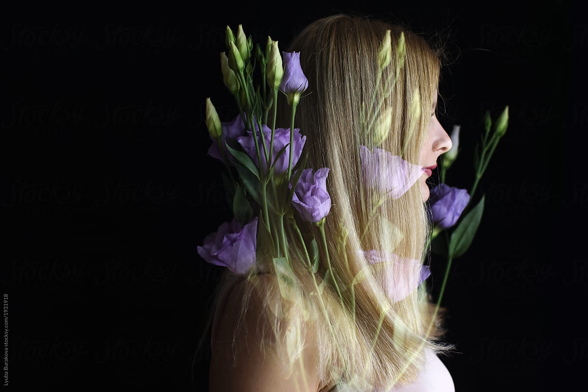 Double Exposure Portrait Of Young Woman With Flowers By Stocksy Contributor Amor Burakova 