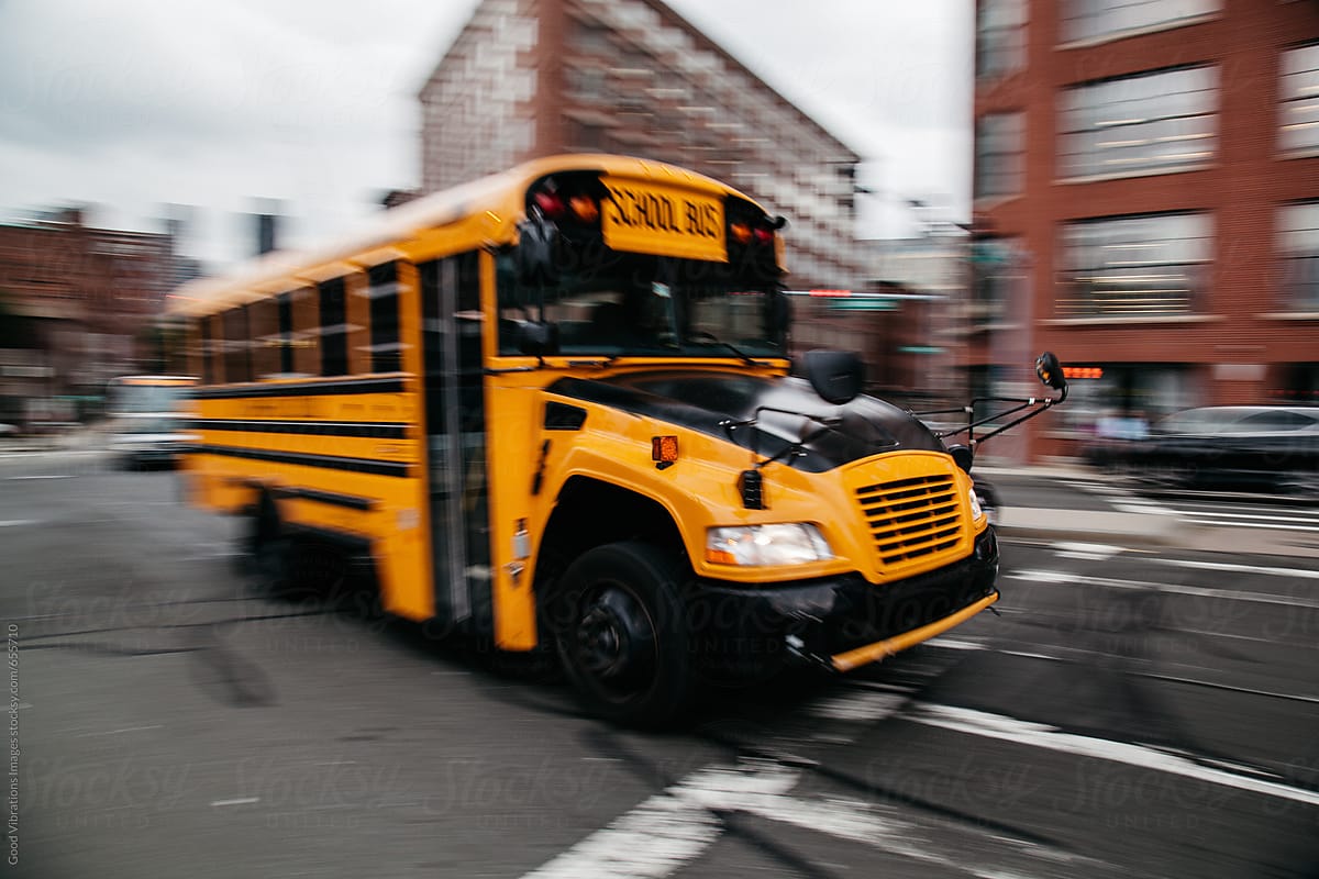 School Bus Speeding By Good Vibrations Images Stocksy United