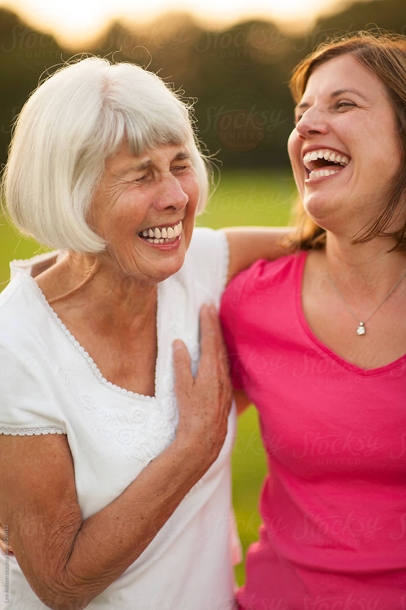 animated image of mother and adult son laughing