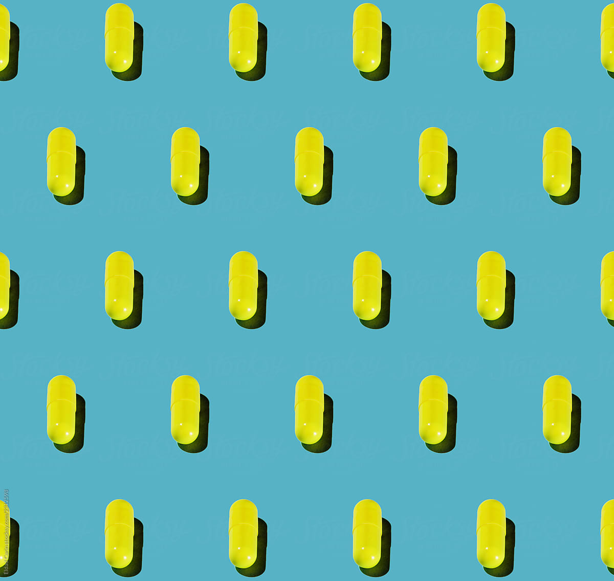 Yellow Pharma Pill Pattern on Pastel Green
